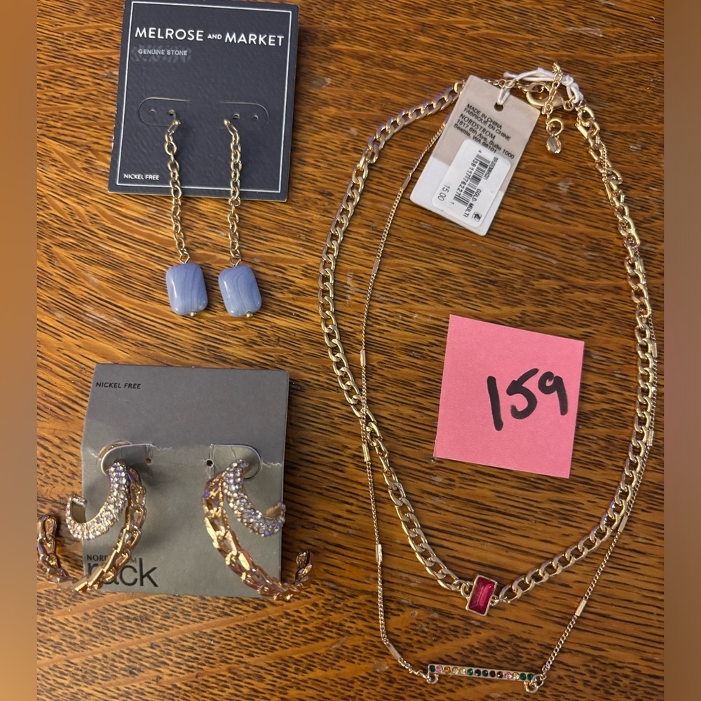 Misc Jewelry Lot Melrose and Market Gold/ Nordstrom Earrings & Necklace